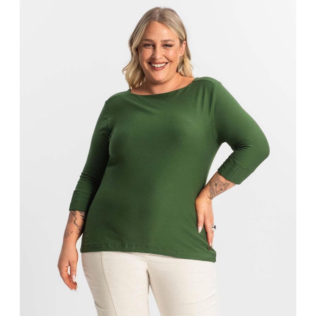 Blusa Plus Size Manga 3/4 Secret Glam Verde