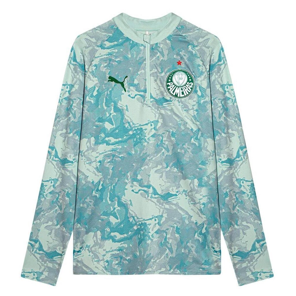 BLUSA PRÉ-JOGO PUMA PALMEIRAS 1/4 ZIP TOP 2026 MASCULINO - VERDE AGUA GGGGGG