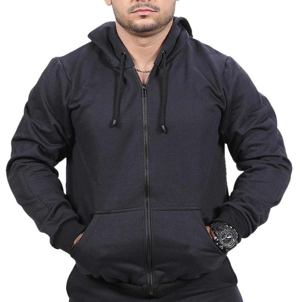 Blusa Ramazzoni Frio Moletom Ziper Masculina - Preto Menor preço em Blusa Ramazzoni Frio Moletom Ziper Masculina - Preto