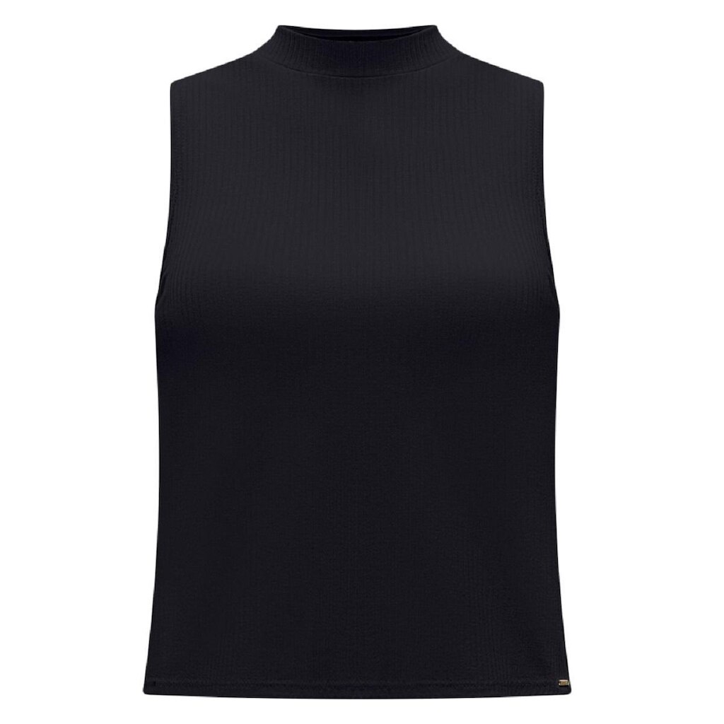 Blusa Regata Canelada Básica Feminina Lunender 00411 Preta