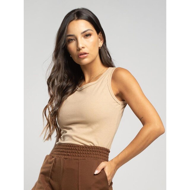 Blusa Regata Canelada Feminina Moda Casual