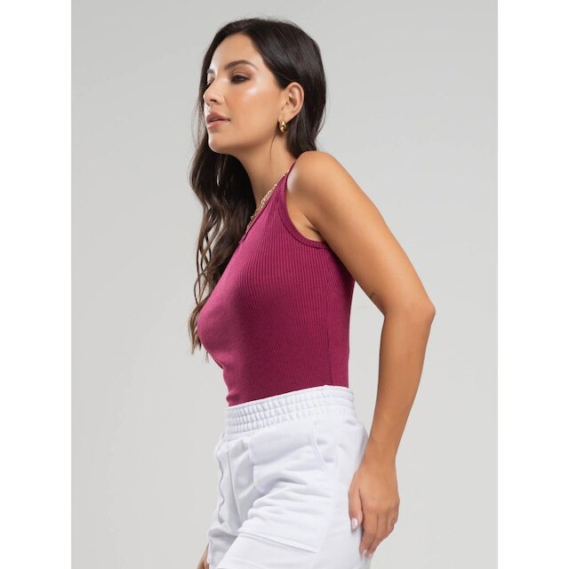Blusa Regata Canelada Feminina Moda Casual