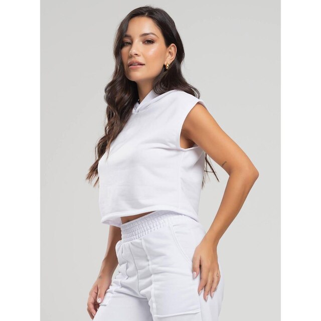 Blusa Regata com Capuz Feminino Moletinho Moda Casual