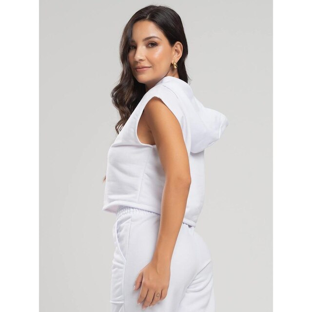 Blusa Regata com Capuz Feminino Moletinho Moda Casual