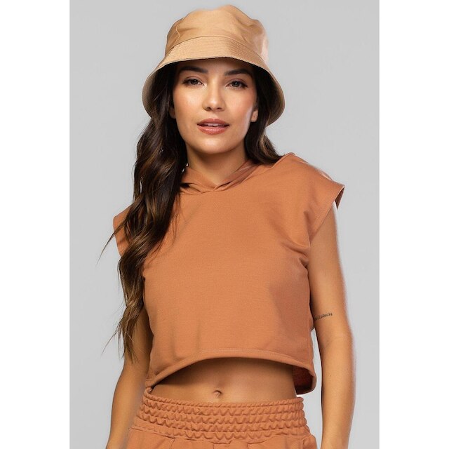 Blusa Regata com Capuz Feminino Moletinho Moda Casual
