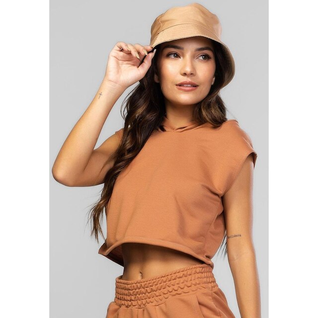 Blusa Regata com Capuz Feminino Moletinho Moda Casual