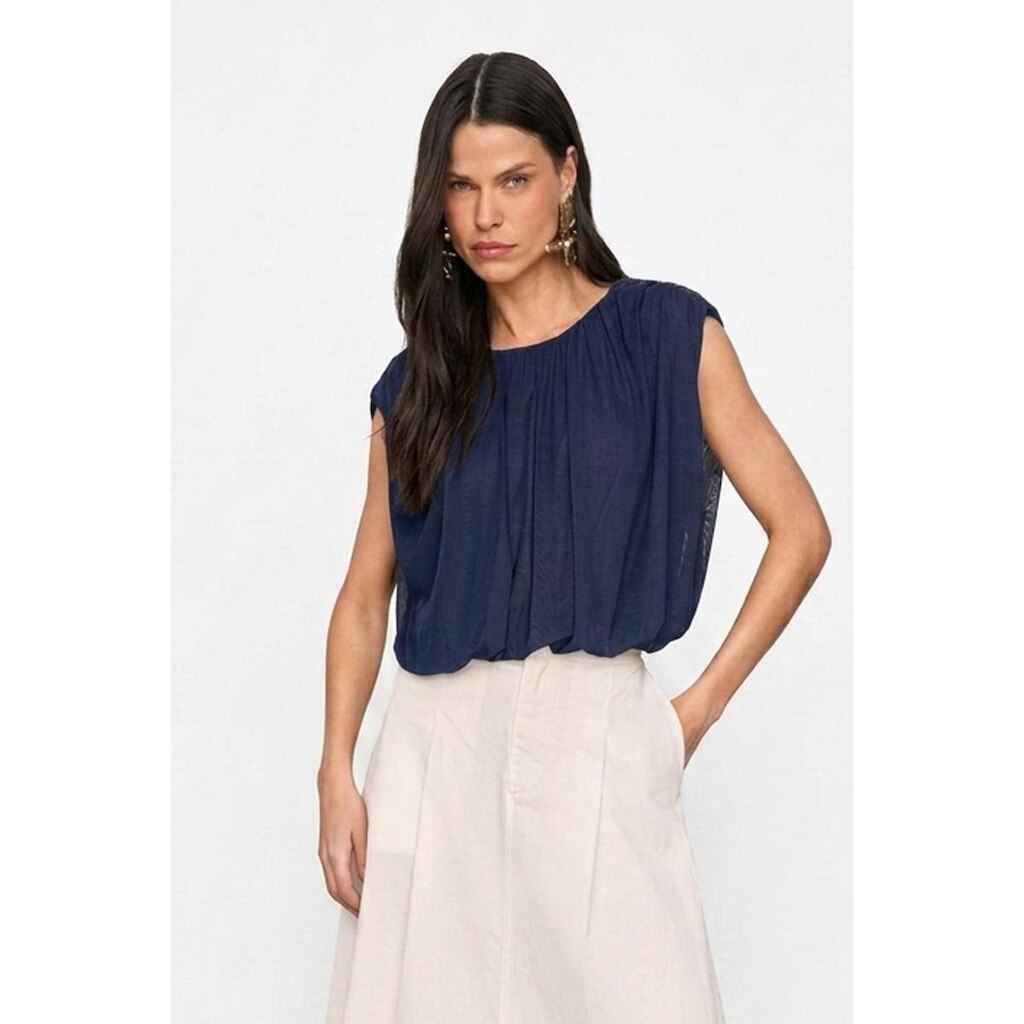 Blusa Regata Feminina Lado Avesso Com Franzidos L131.112