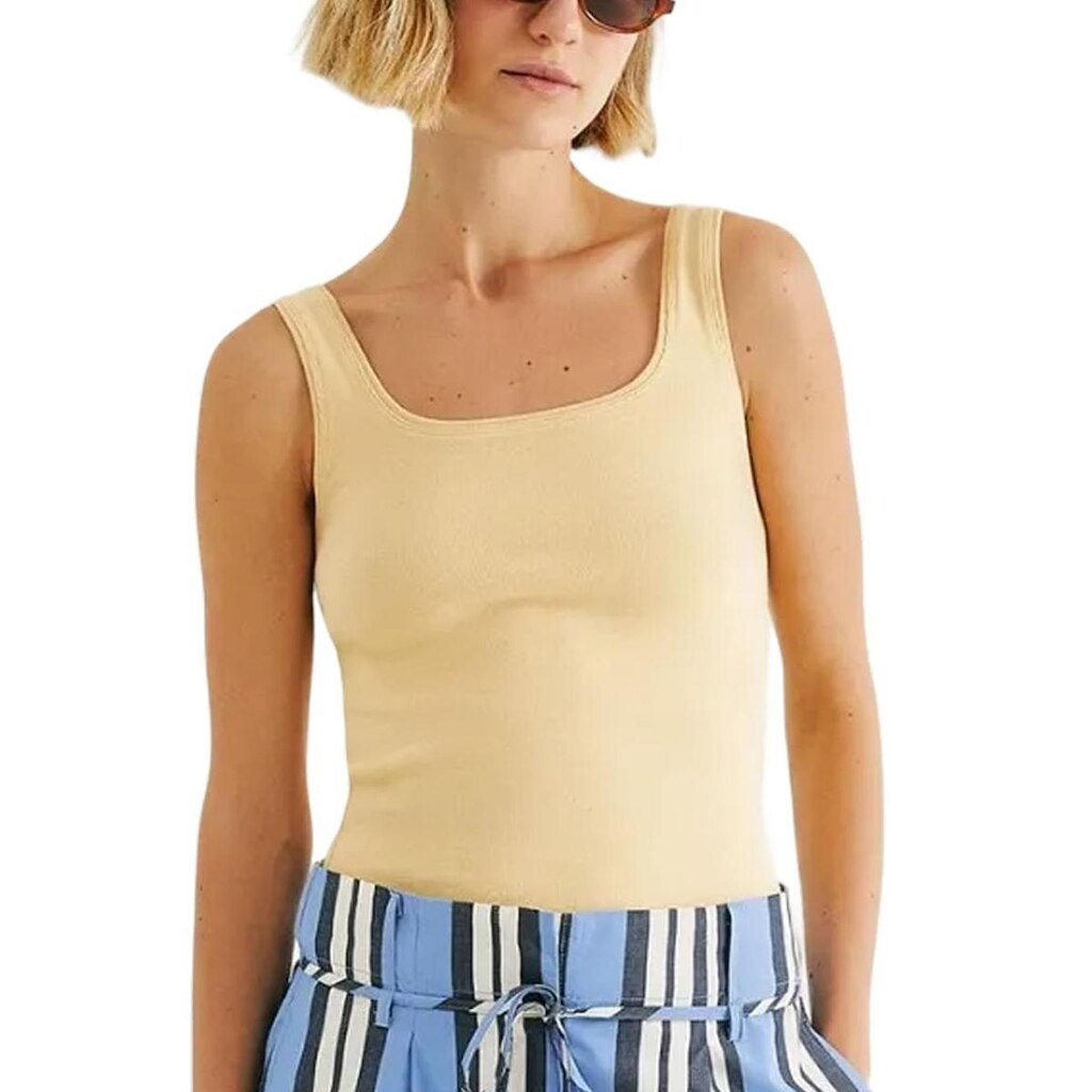 Blusa Regata Hering 4ALF Feminina Decote Quadrado Canelada Algodão T. P/XXG
