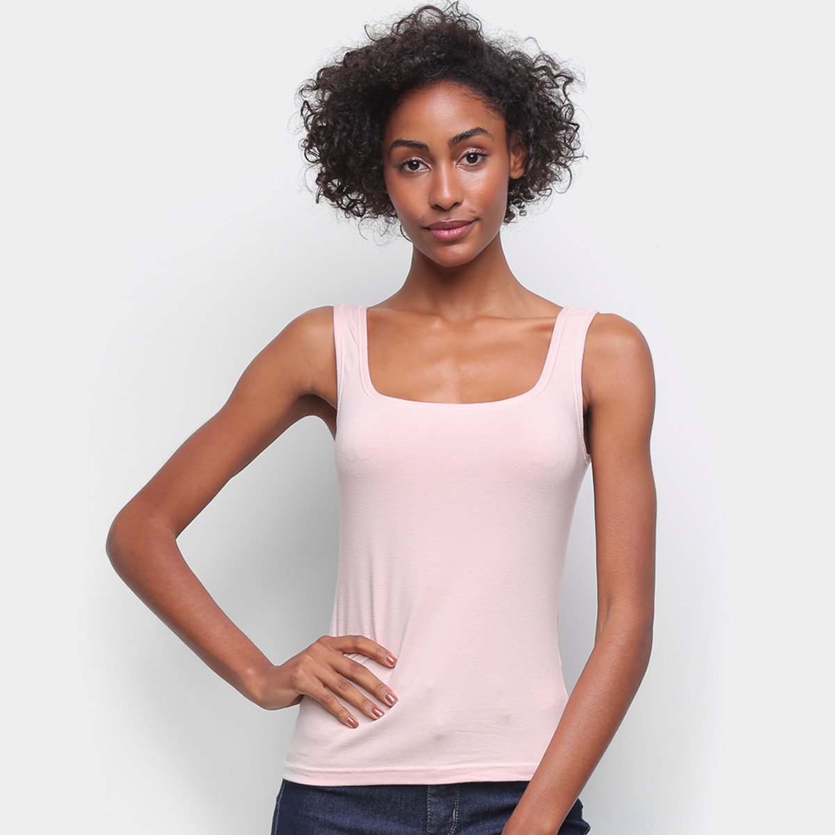 Blusa Regata Hering Básica Feminina - Rosa Claro Menor preço em Blusa Regata Hering Básica Feminina - Rosa Claro