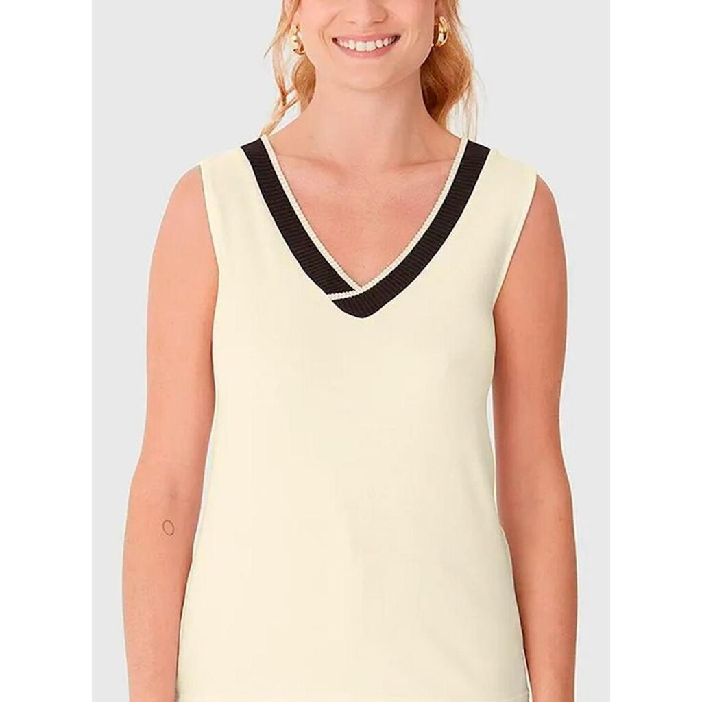Blusa Regata Malwee 1000129561 Feminina Decote V Moletinho Viscose T. P/XGG