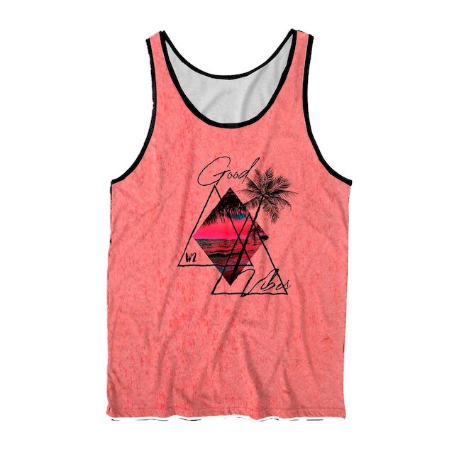 Blusa Regata Masculina Estampa Good Vibes Praia Verão