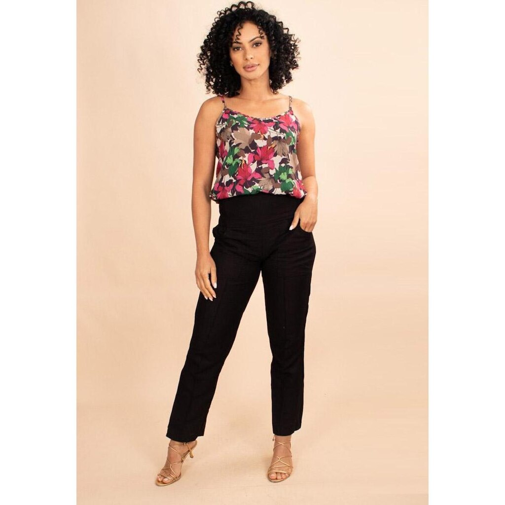 Blusa Regata Niterói Estampa Flores De Mel - P-Veste do 38 ao 40
