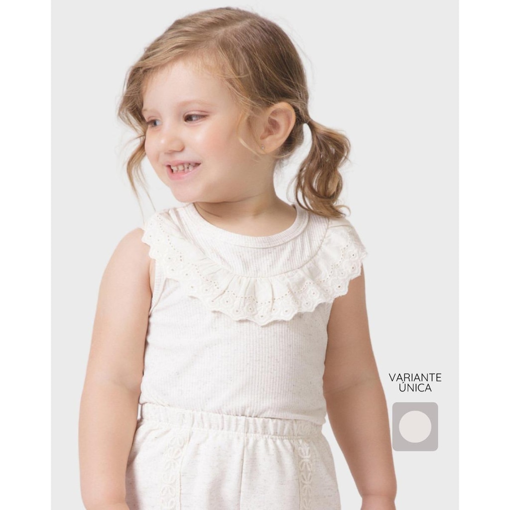 Blusa Ribana com Babados na Gola - Menina Tamanho 1 a 4
