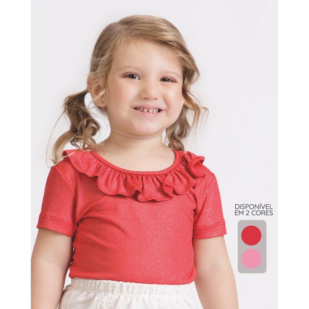 Blusa Ribana com Babados na Gola - Menina Tamanho 1 a 4