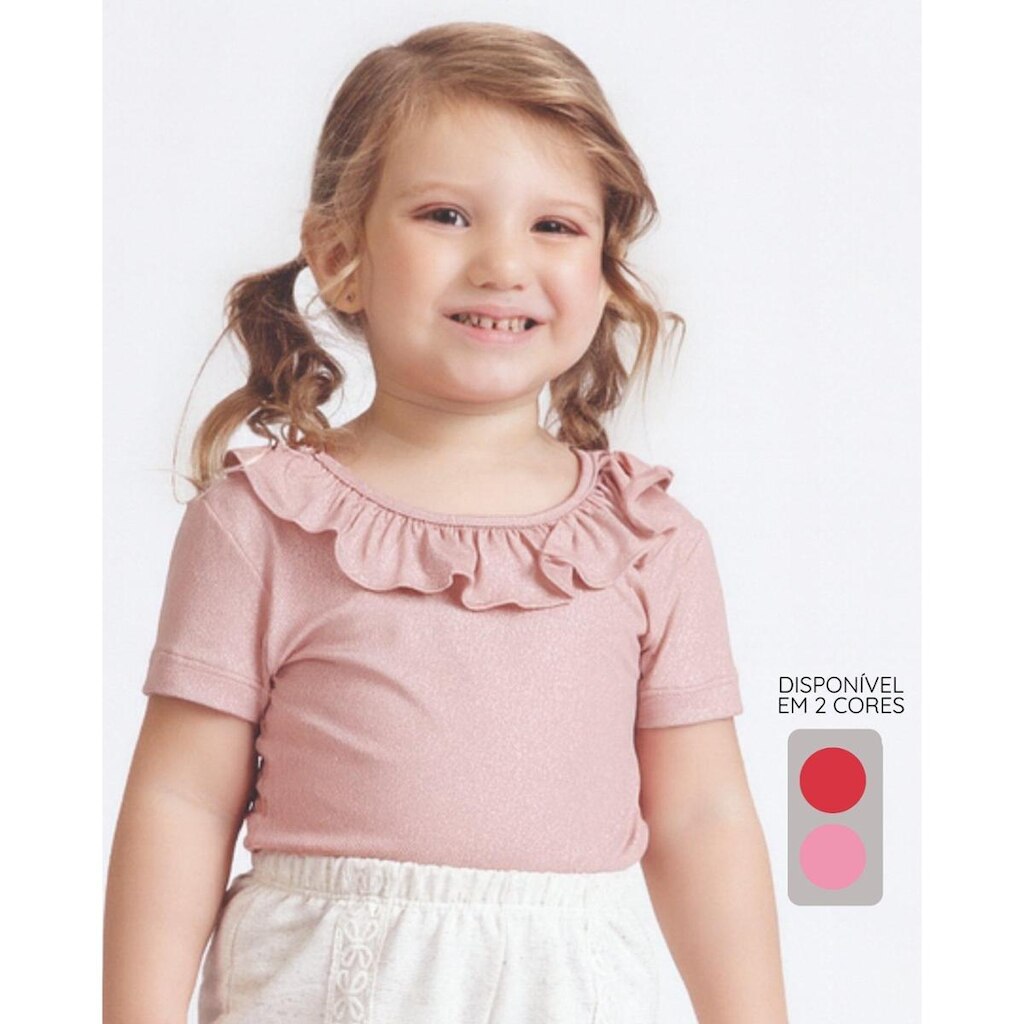 Blusa Ribana com Babados na Gola - Menina Tamanho 1 a 4