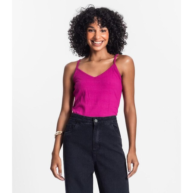 Blusa Rovitex Básico De Alça Ribana Canelada Feminina