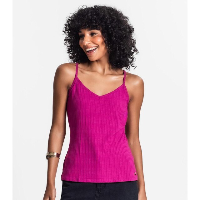 Blusa Rovitex Básico De Alça Ribana Canelada Feminina
