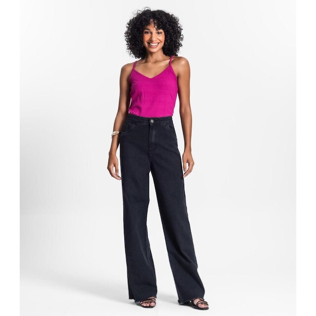 Blusa Rovitex Básico De Alça Ribana Canelada Feminina