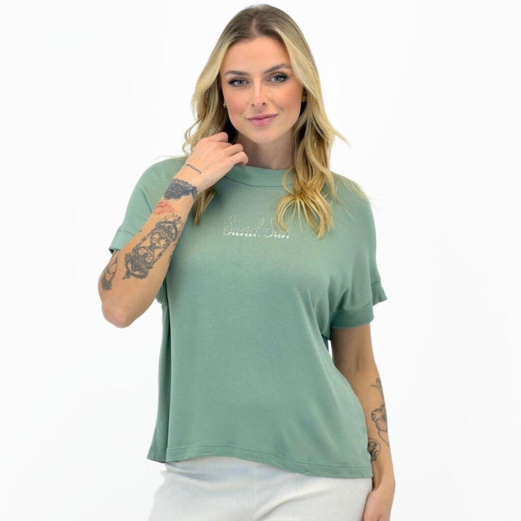 Blusa Rovitex Manga Curta Gola Redonda Feminina