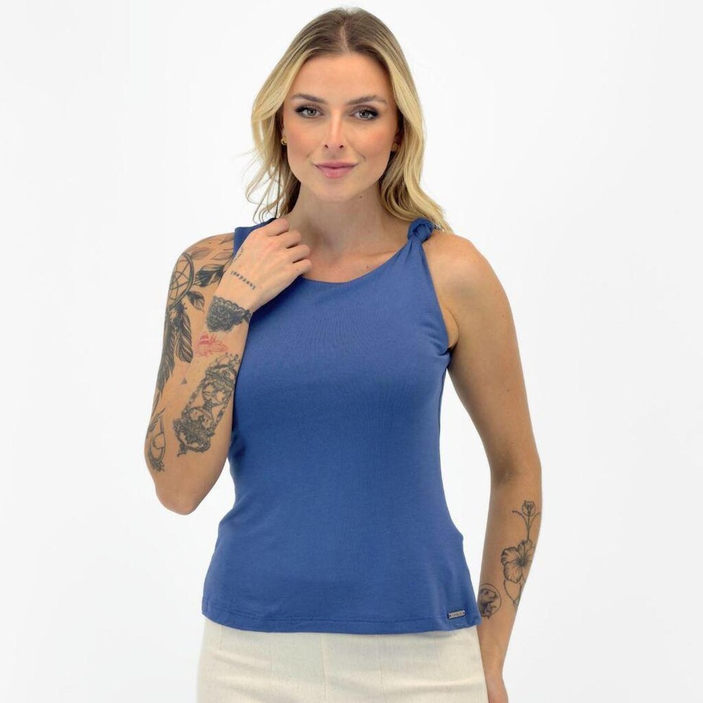 Blusa Rovitex Regata Básica Gola Redonda Feminina