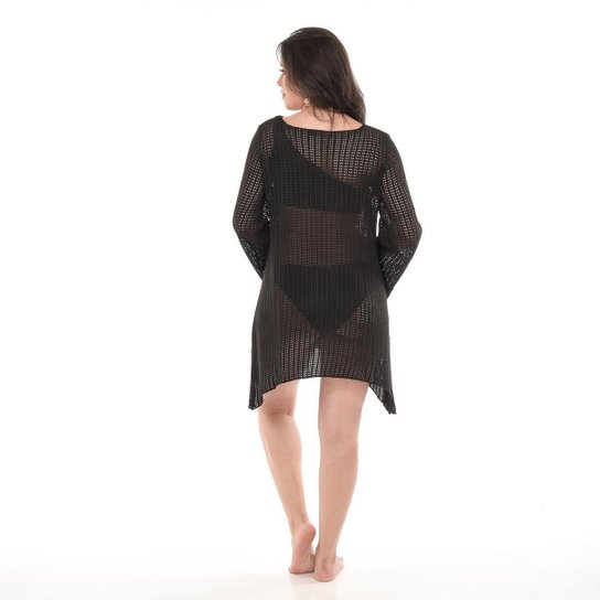 Blusa Saida Praia Tricô Túnica Mini Vestido Bata Tendência