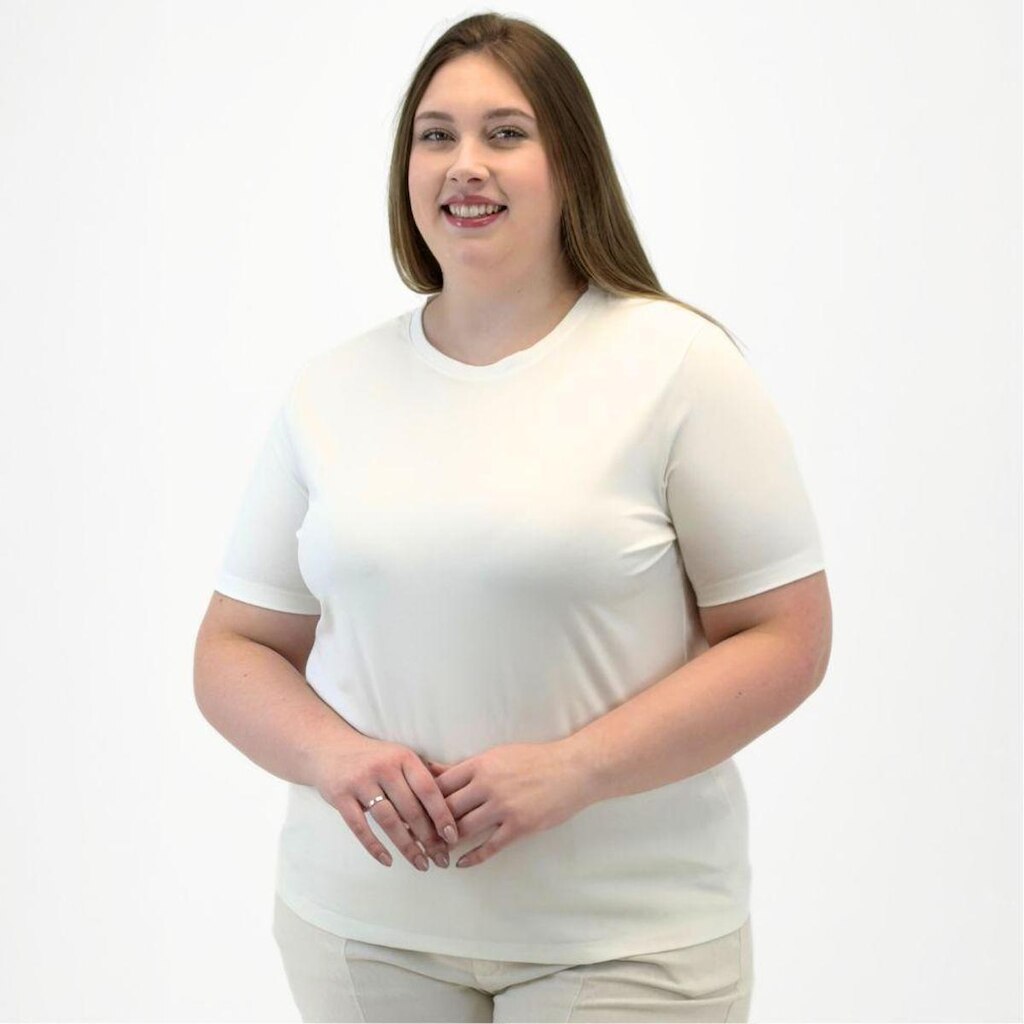 Blusa Secret Glam Básica Plus Size Manga Curta Gola Redonda Feminina