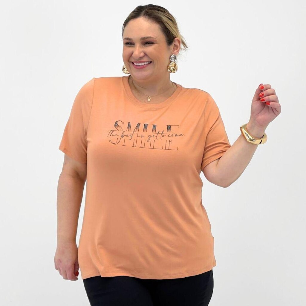 Blusa Secret Glam Manga Curta Plus Size Feminina