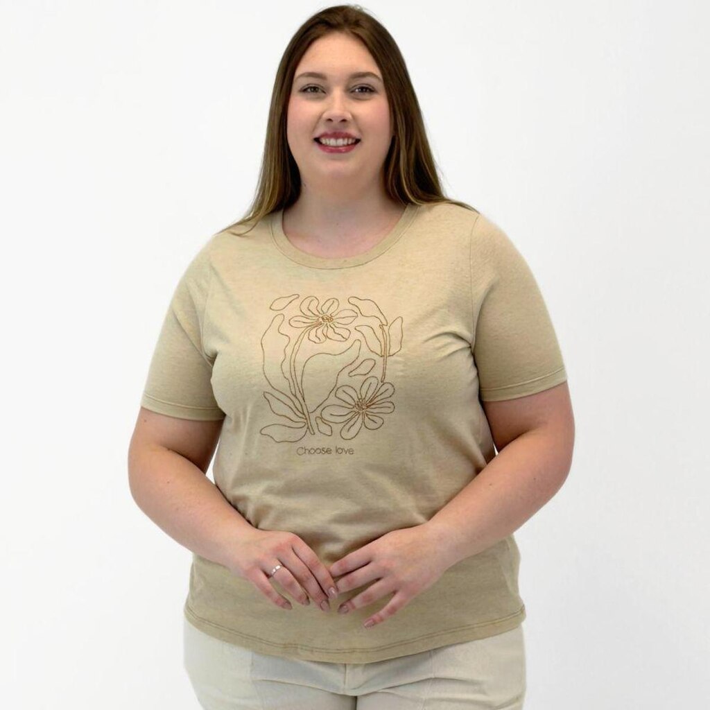 Blusa Secret Glam Plus Size com Estampa Manga Curta Gola Redonda Feminina