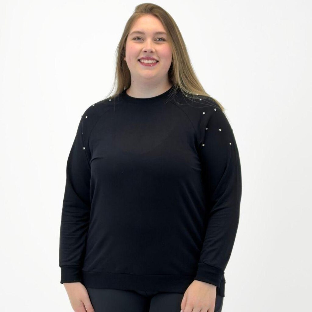 Blusa Secret Glam Plus Size Moletinho Gola Redonda Feminina