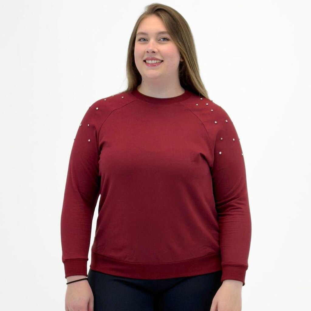 Blusa Secret Glam Plus Size Moletinho Gola Redonda Feminina
