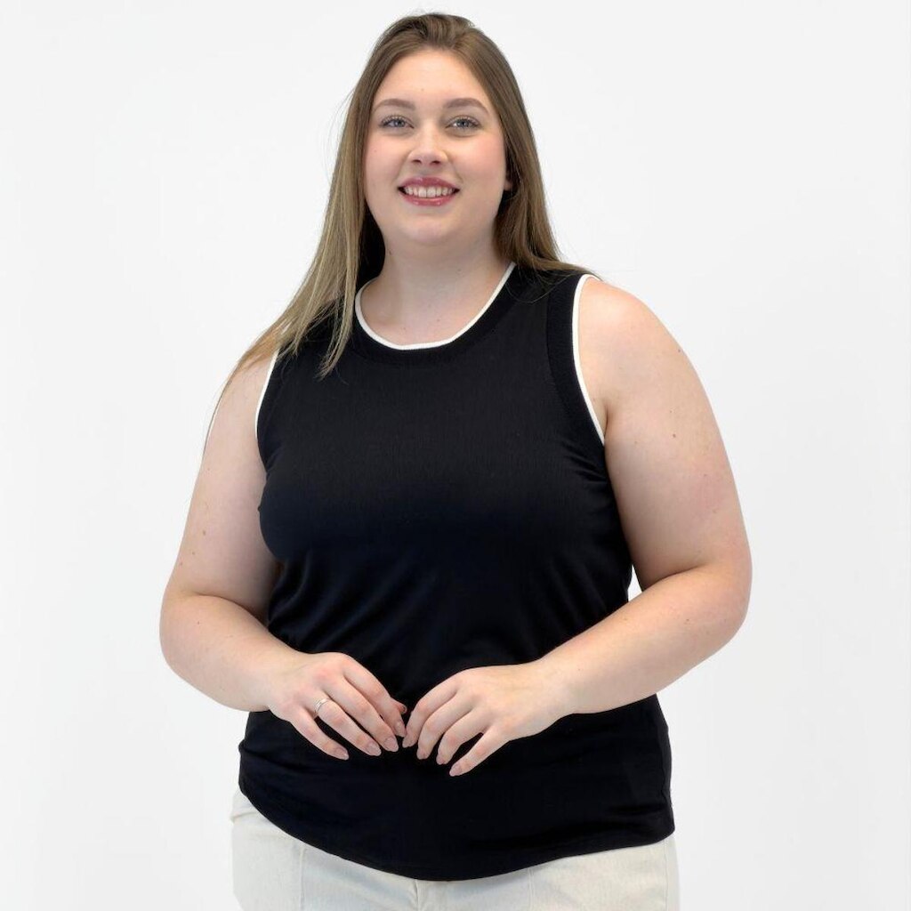 Blusa Secret Glam Plus Size Regata Gola Redonda Feminina