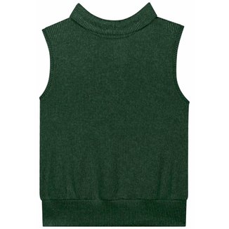 Blusa Sem Mangas Com Gola Alta Em Malha Canelada Tricô