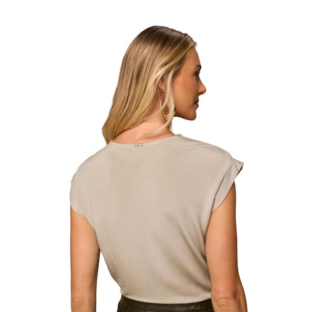 Blusa Sem Mangas Lado Avesso Alongada Bege Tam. G