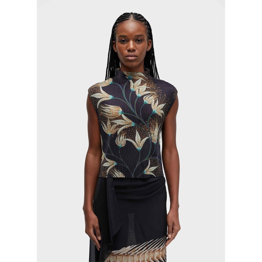 Blusa sleeveless plisse floral trama OSKLEN