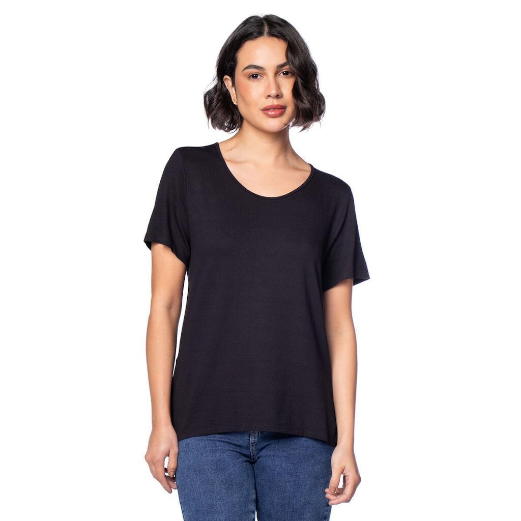 Blusa Sobre Legging Feminina Bruna E Bia Malha Vicenza Preto