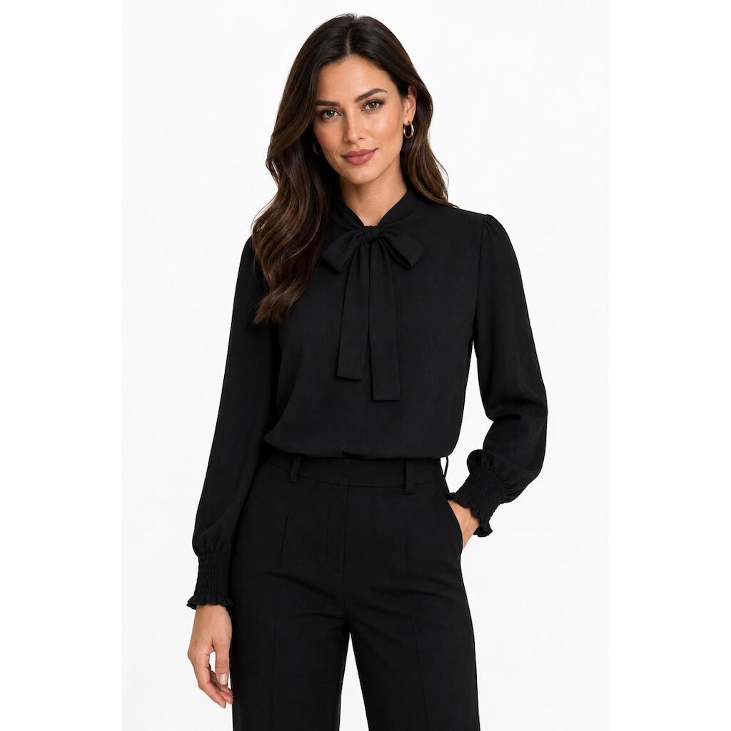 Blusa Social D Bell Outlet Fashion Com Laço Preto