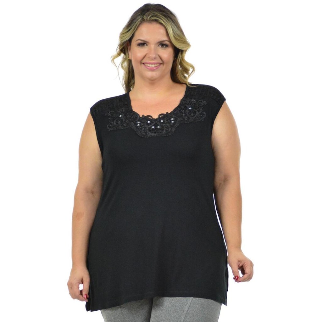Blusa super bonita plus size fenomenal Preto 56