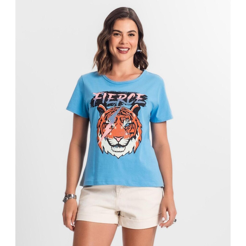 Blusa T-Shirt Feminina Estampada Select Azul