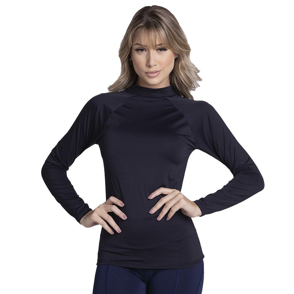 Blusa Térmica Poliamida Bella Fiore Proteção UV Manga Longa Segunda Pele Moda Fitness Feminino