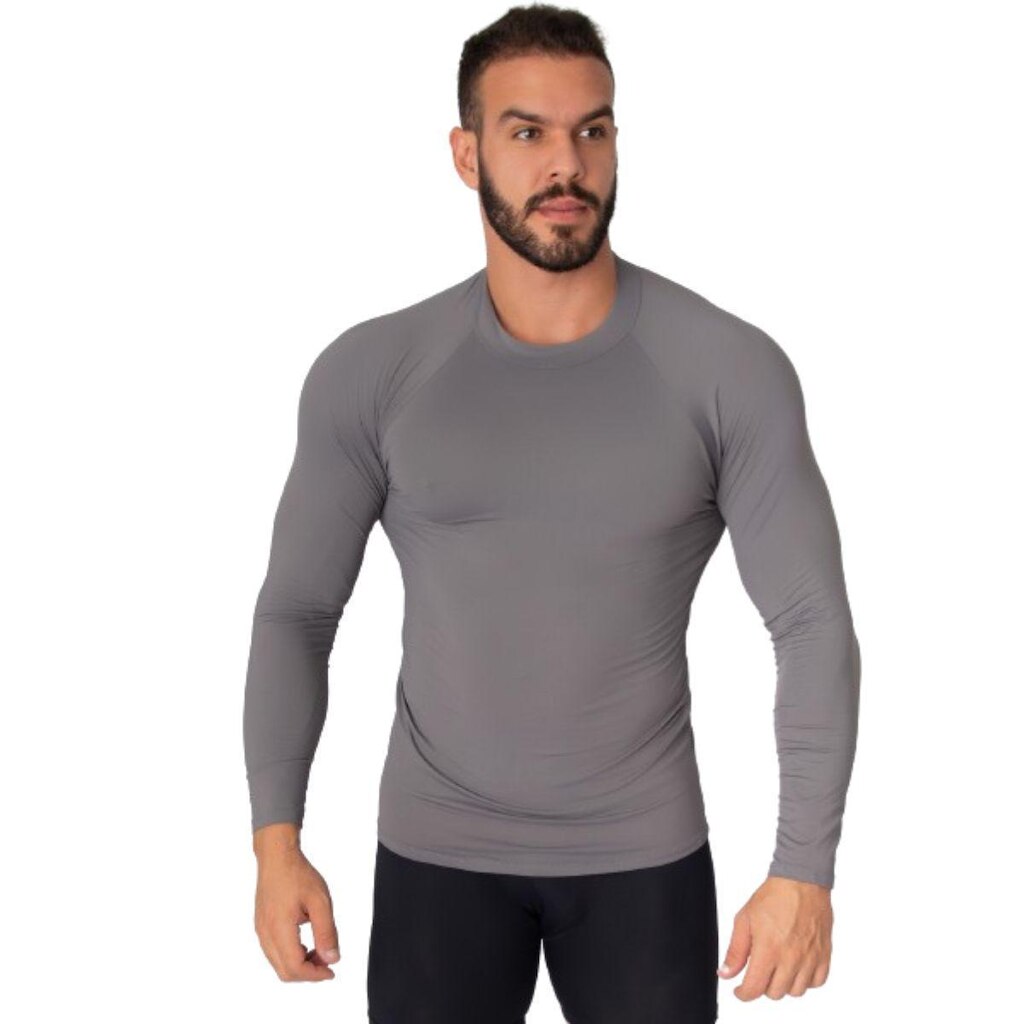 Blusa Térmica Poliester Bella Fiore Proteção UV Frio Manga Longa Segunda Pele Moda Fitness