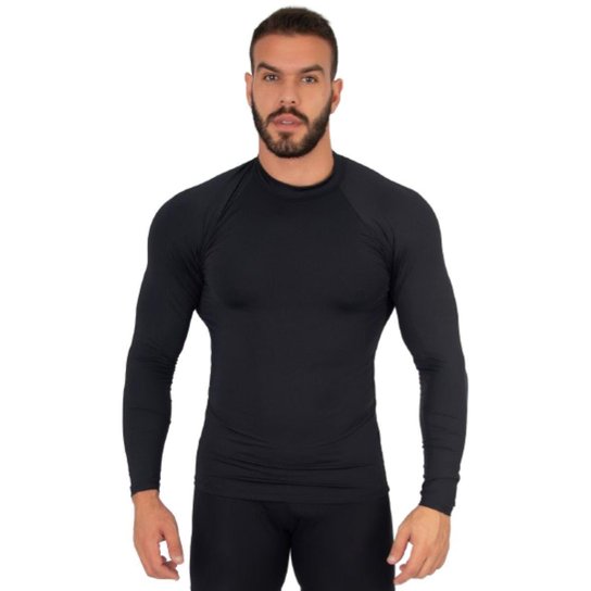 Blusa Térmica Poliester Vekyo Proteção UV Frio Manga Longa Segunda Pele Moda Fitness Masculina