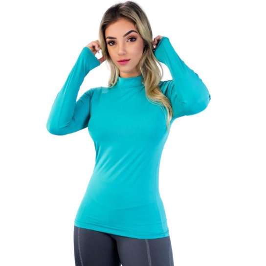 Blusa Térmica Proteção UV Poliamida Bella Fiore Manga Longa Segunda Pele Moda Fitness Feminino