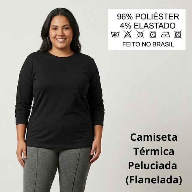 Blusa Termica Segunda Pele Plus Size Interno Peluciado Feminina Toque Macio Para Dias Frios