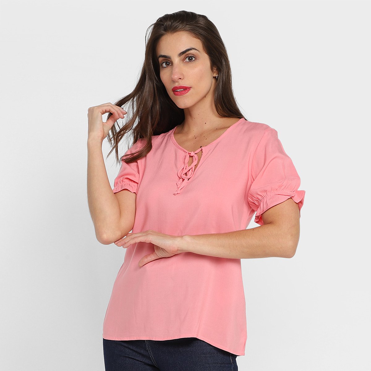 Menor preço em Blusa The Style Box Amarração Babados Feminina - Coral