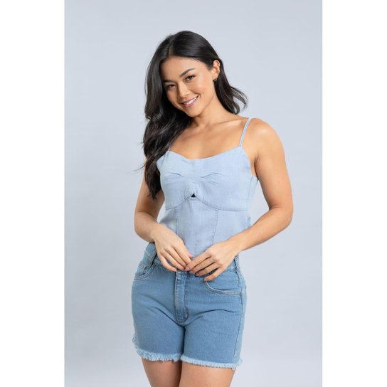 Blusa Top Cropped Detalhe No Busto Feminino Dialogo