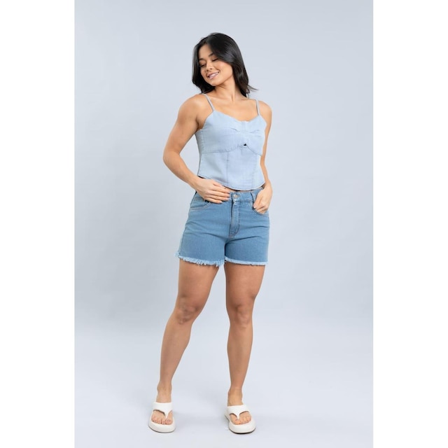 Blusa Top Cropped Detalhe No Busto Feminino Dialogo