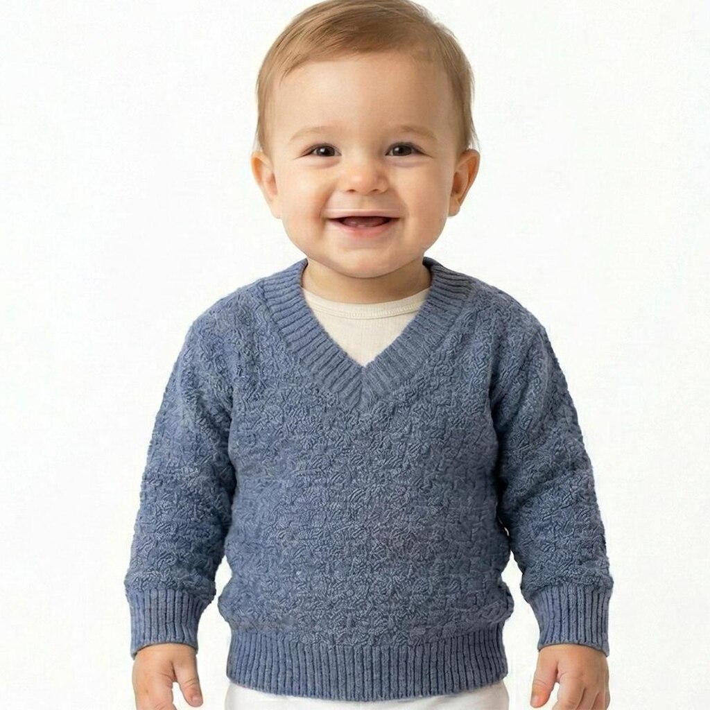 Blusa Trabalhada Tricô Kids Decote V