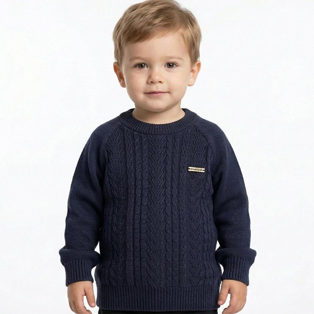 Blusa Trabalhada Tricô Kids Manga Raglan