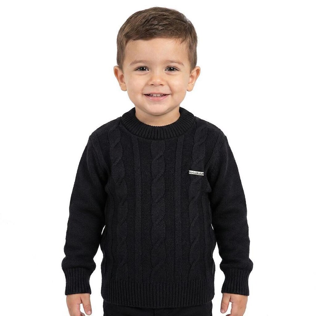 Blusa Trançada Tricô Kids Decote Redondo