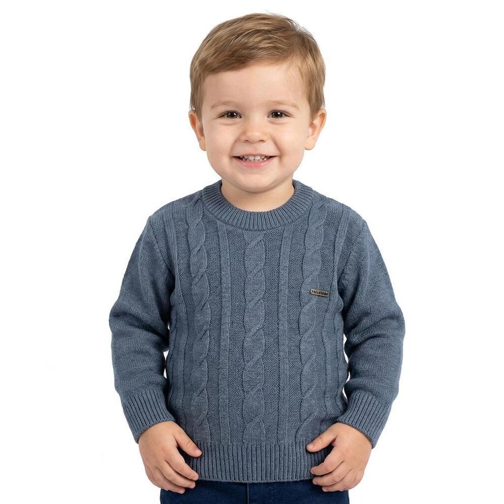 Blusa Trançada Tricô Kids Decote Redondo